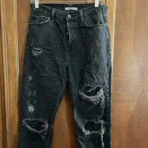 Black Distressed Mom Jeans